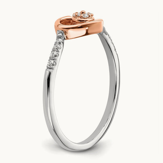 First Promise Heart Cluster Complete Dia. Promise/Engage, 14K White with Rose