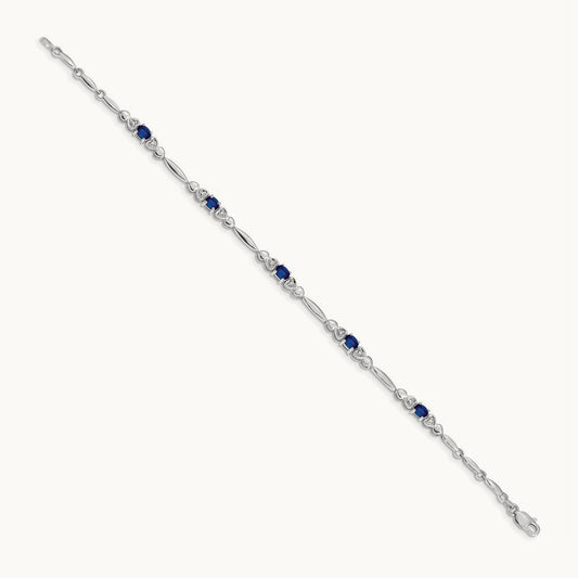Diamond and Sapphire Bracelet, 14K White Gold