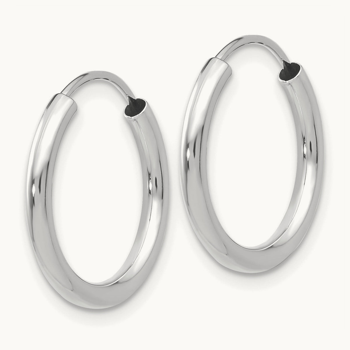 Polished Endless Hoop Earrings — 14K White Gold