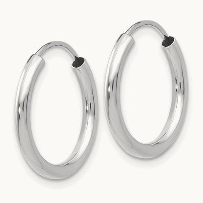 Polished Endless Hoop Earrings — 14K White Gold
