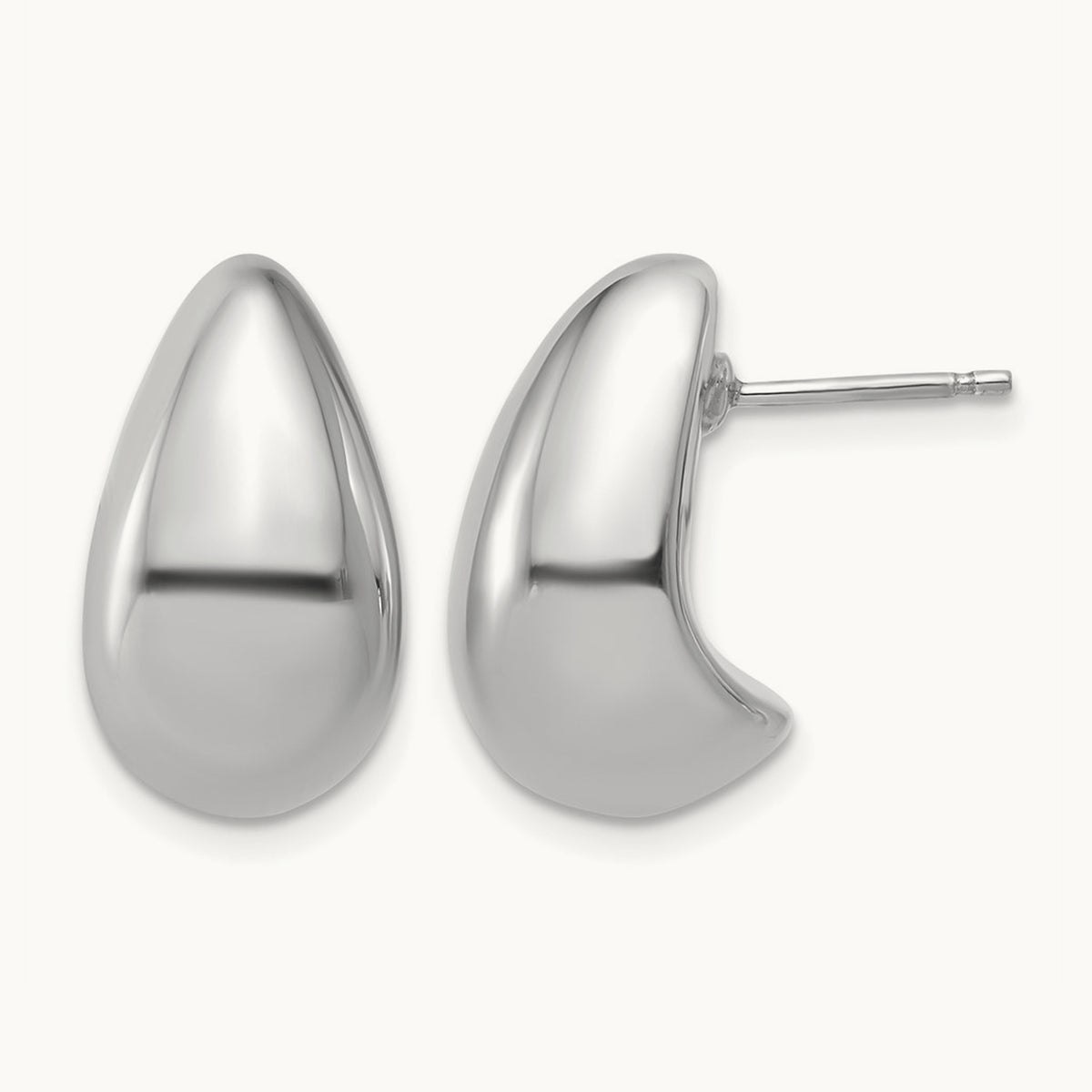 RH-plat Polished Puff Teardrop Post Earrings, Sterling Silver — Leslie's