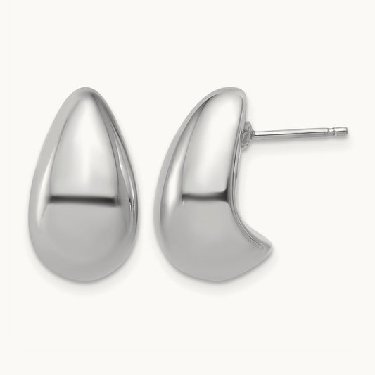 RH-plat Polished Puff Teardrop Post Earrings, Sterling Silver — Leslie's