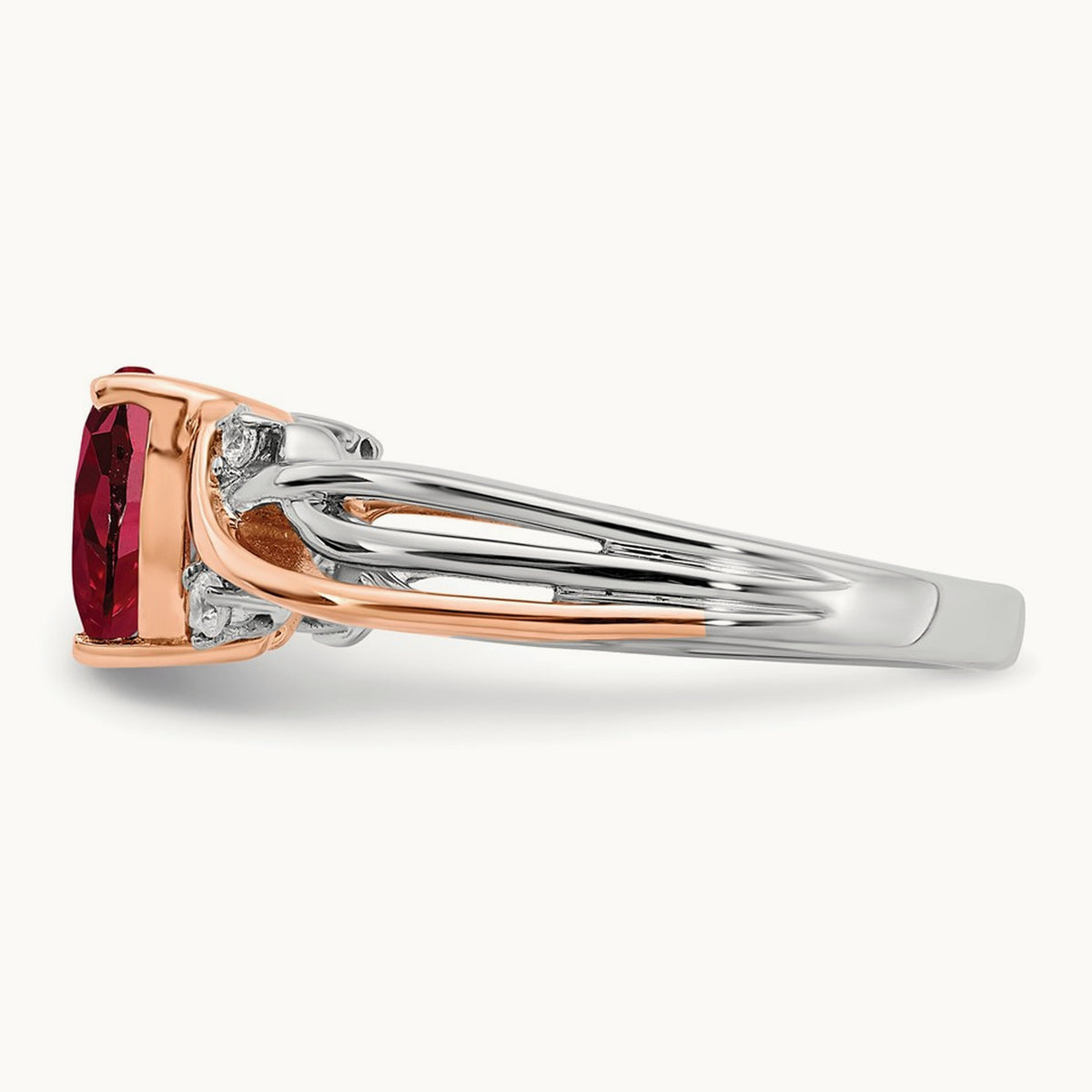 Heart Created Ruby and Diamond Ring, 14K Two-tone