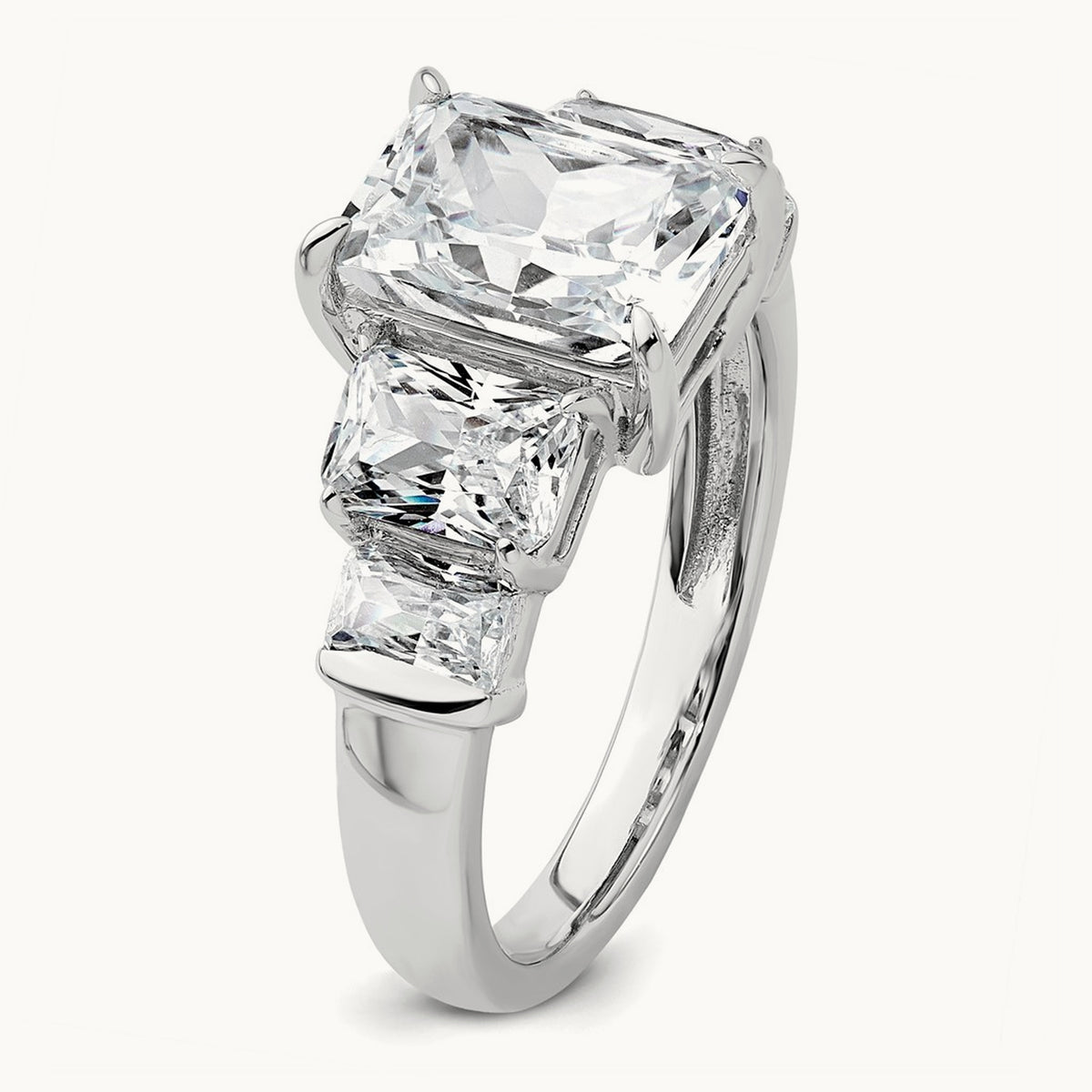 Emerald 3 Stone Engagement Ring, 3.50 ct tw Lab-Grown Diamond — VS (Best), 14K White Gold