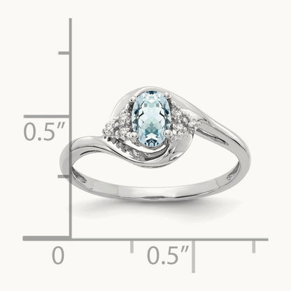Aquamarine and Diamond Ring, 14K White Gold