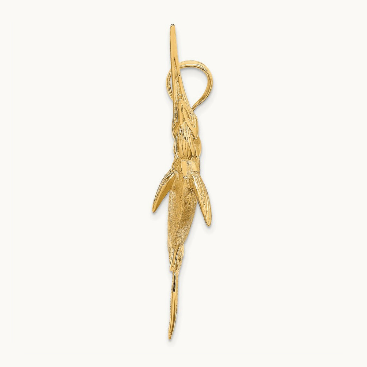 3-D Satin / Polished Marlin Charm, 14K