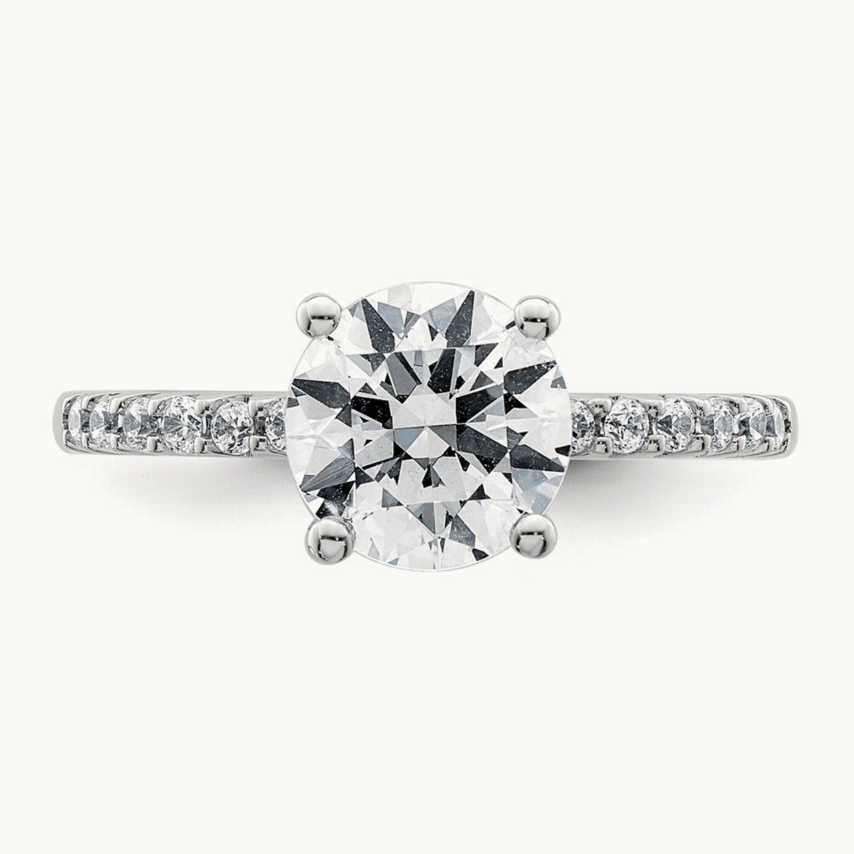 Round Engagement Ring, 1.25-2.75 ct tw Lab-Grown Diamond — 2 1/4 ct, 14K White Gold
