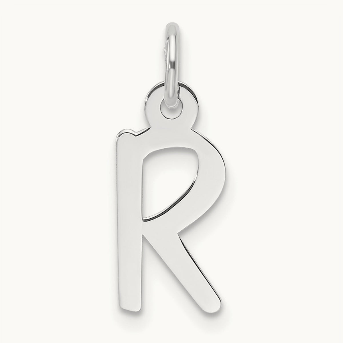 Slanted Block Initial Charm — 14K White Gold, R