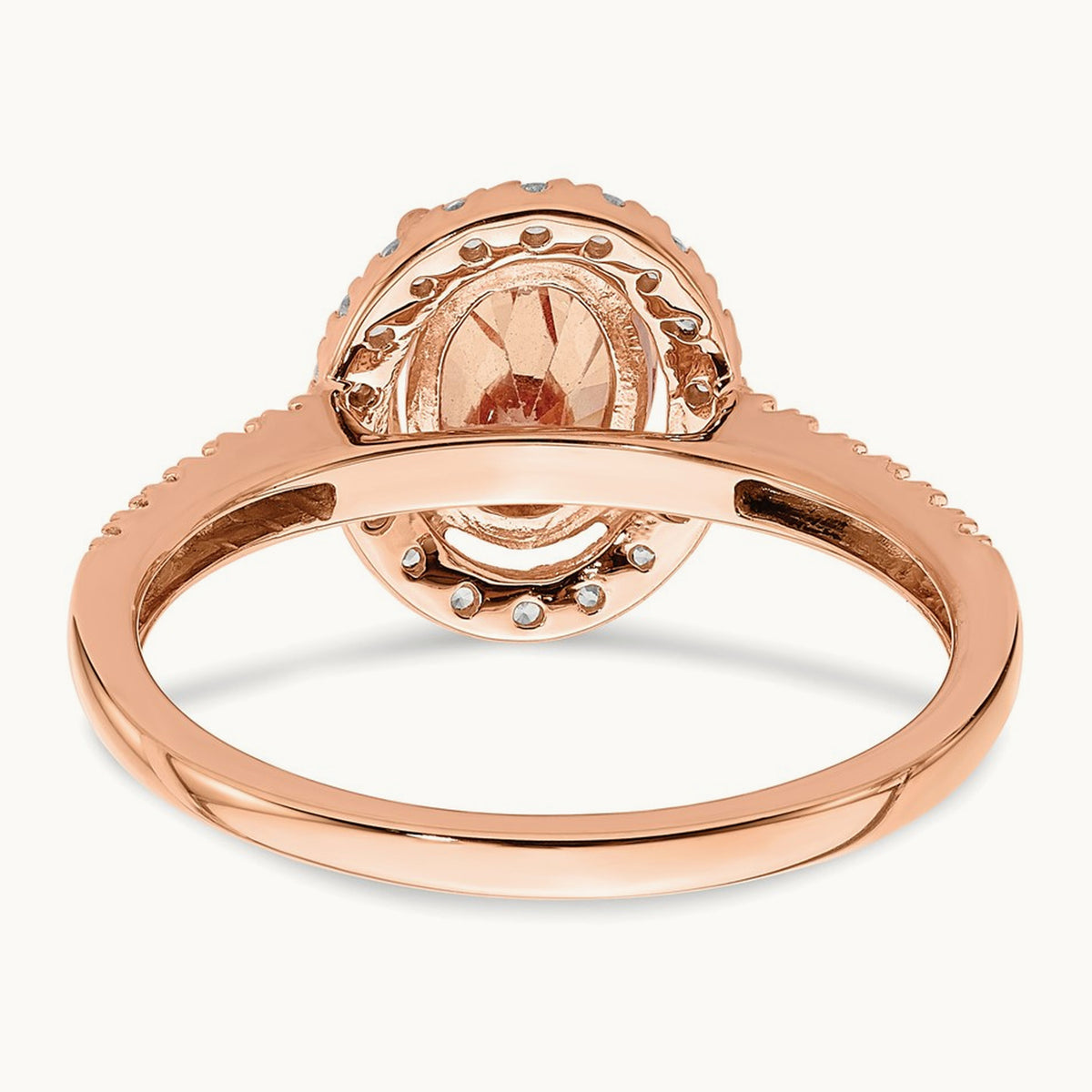 Morganite Diamond Halo Complete Engagement Ring, 14K Rose Gold