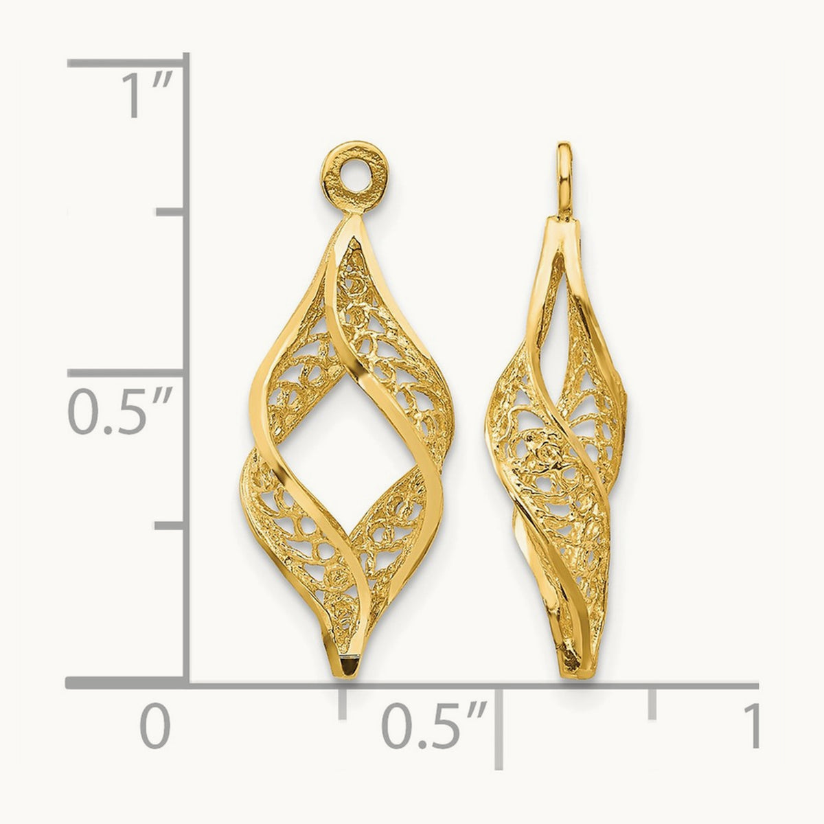 Polished Filigree Swirl Earring Jackets, 14K