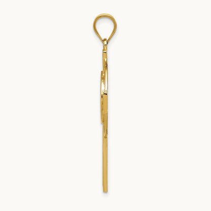 Celtic Claddagh Cross Pendant — 14K Yellow Gold