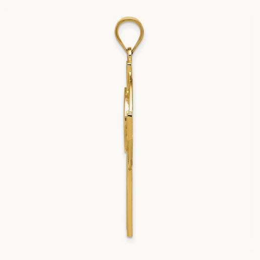 Celtic Claddagh Cross Pendant — 14K Yellow Gold