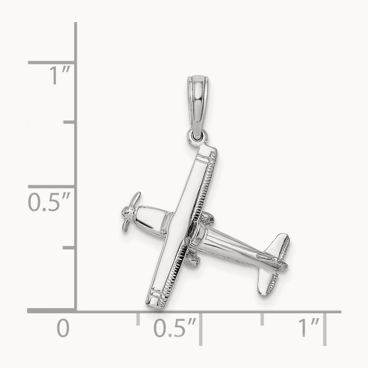 3-D High-Wing Airplane Pendant — 14K White Gold