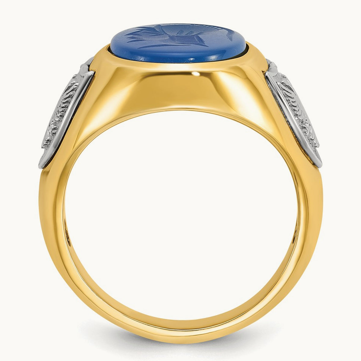 IBGoodman Men's Blue Agate Complete Ring, 14K Two-tone