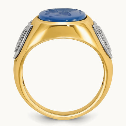 IBGoodman Men's Blue Agate Complete Ring, 14K Two-tone