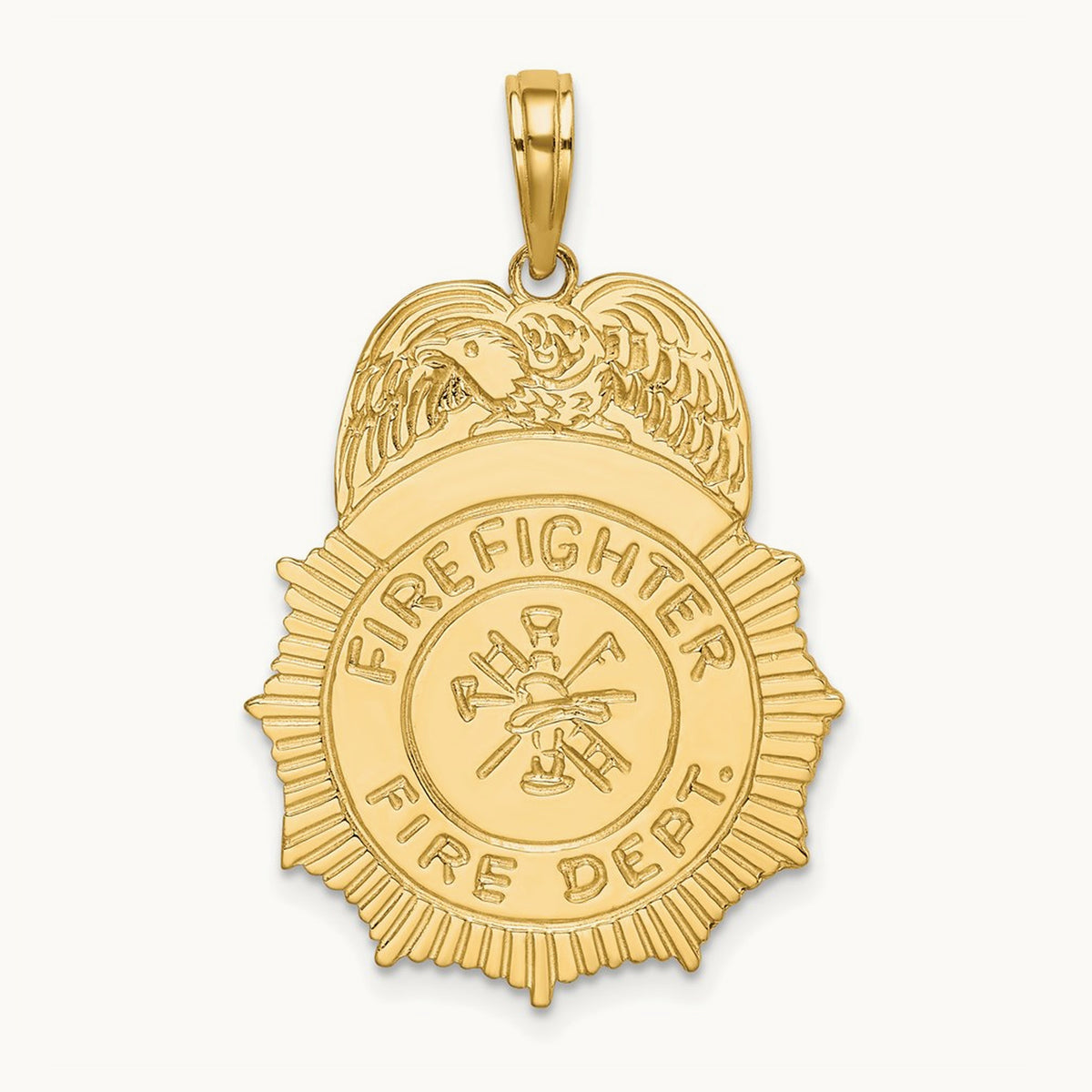FIREFIGHTER FIRE DEPT. Badge Charm, 14K