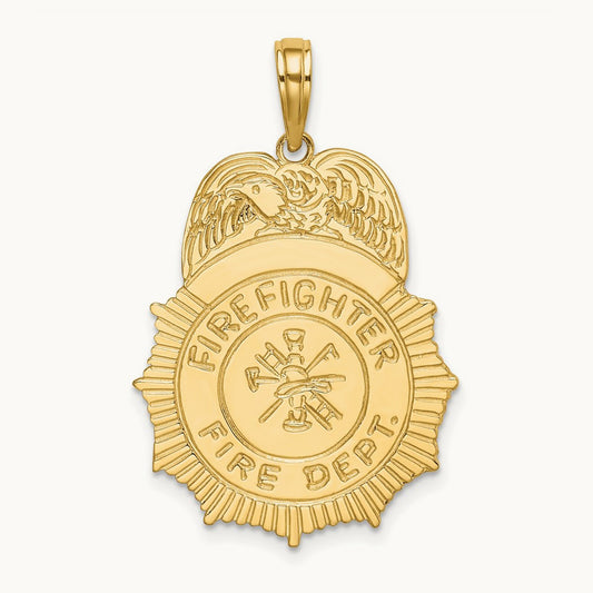 FIREFIGHTER FIRE DEPT. Badge Charm, 14K