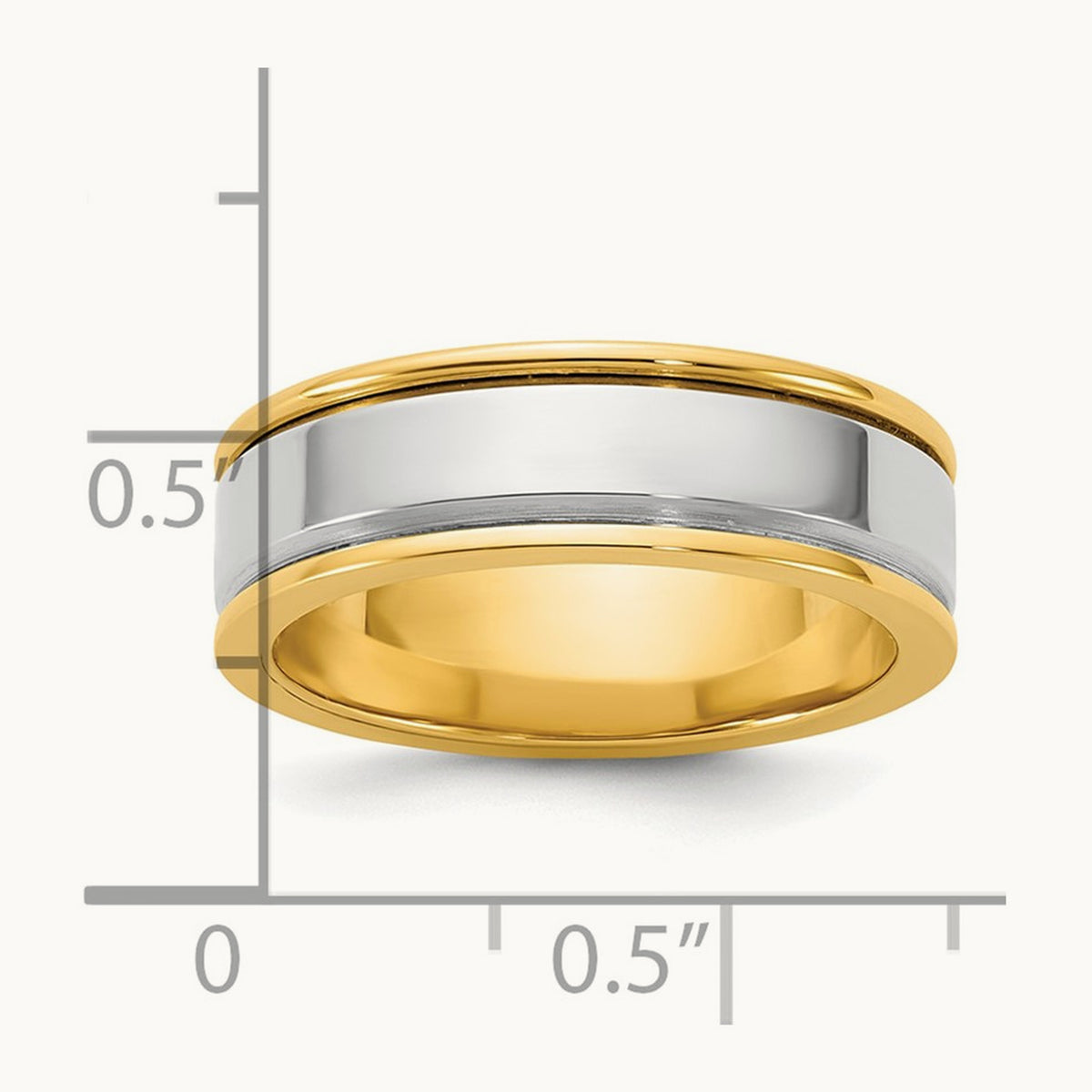Y/W Step Up Beveled Wedding Band, 6mm, 14K Two-tone