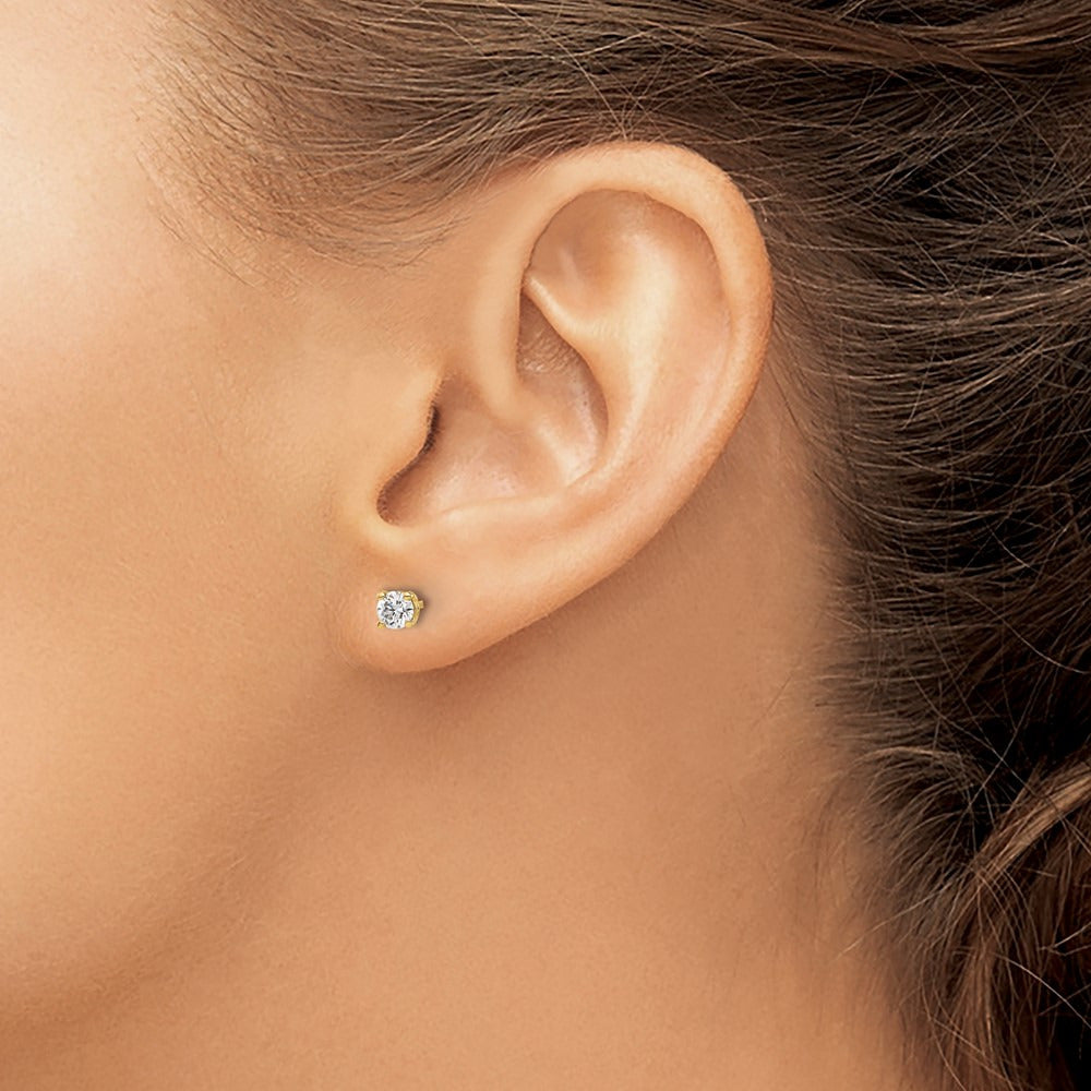 Round Diamond Stud Earrings — 14K Yellow Gold, 0.44 ct tw, I1 J-K · push back