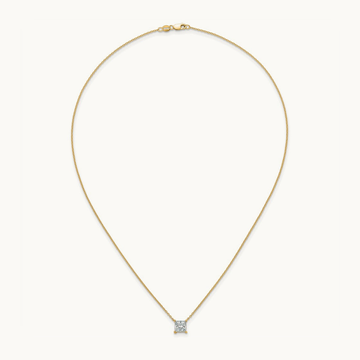 Princess Pendant Necklace, 0.25-4.00 ct tw Lab-Grown Diamond — 1 1/2 ct, 14K Yellow Gold