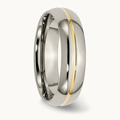 Polished Yellow IP-plated Grooved Band — photo set