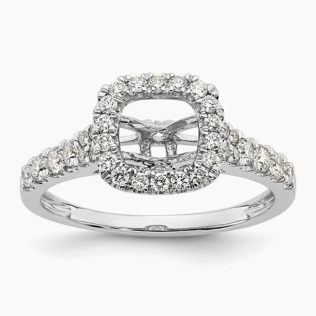 Semi-Mount Halo Peg Set Engagement Ring, 0.50 ct tw Lab-Grown Diamond