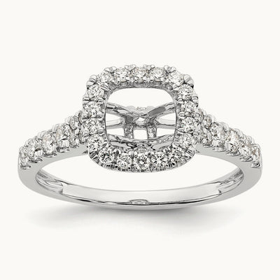 Semi-Mount Halo Peg Set Engagement Ring, 0.50 ct tw Lab-Grown Diamond