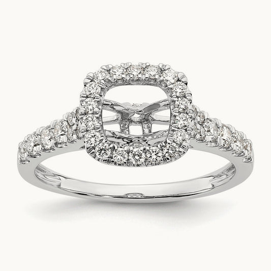 Semi-Mount Halo Peg Set Engagement Ring, 0.50 ct tw Lab-Grown Diamond
