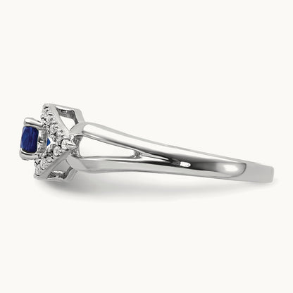 Lab-Grown Diamond and Sapphire Ring — 14K White Gold