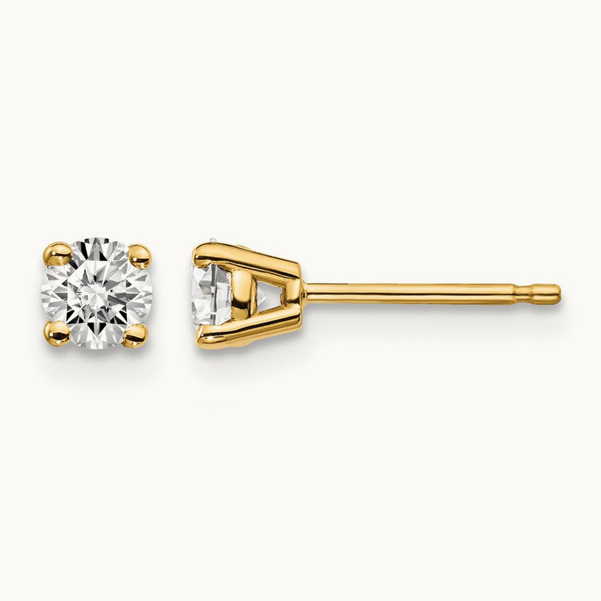Round Diamond Stud Earrings — 14K Yellow Gold, 0.30 ct tw, I1 J-K · push back