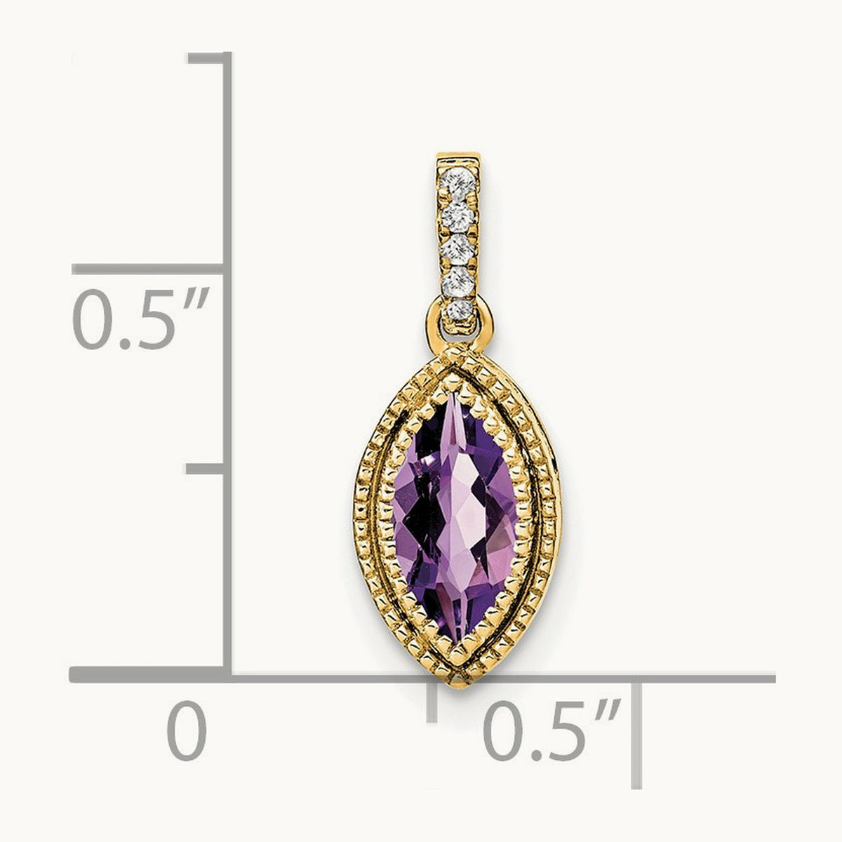 Marquise Amethyst and Diamond Pendant, 14K