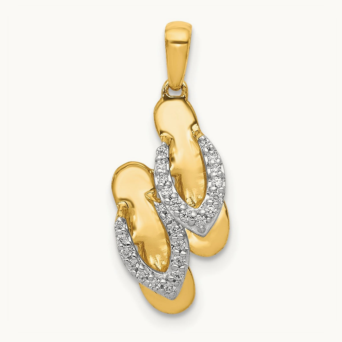 Diamond Flip Flops Charm, 14K with Rhodium