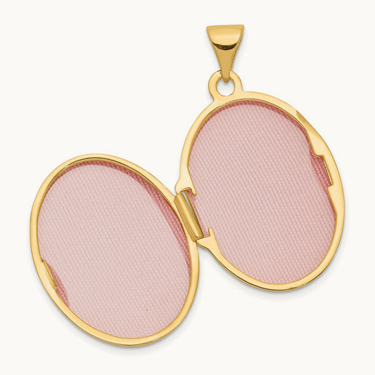 w/Rhodium Oval Guardian Angel Locket, 21mm, 14K