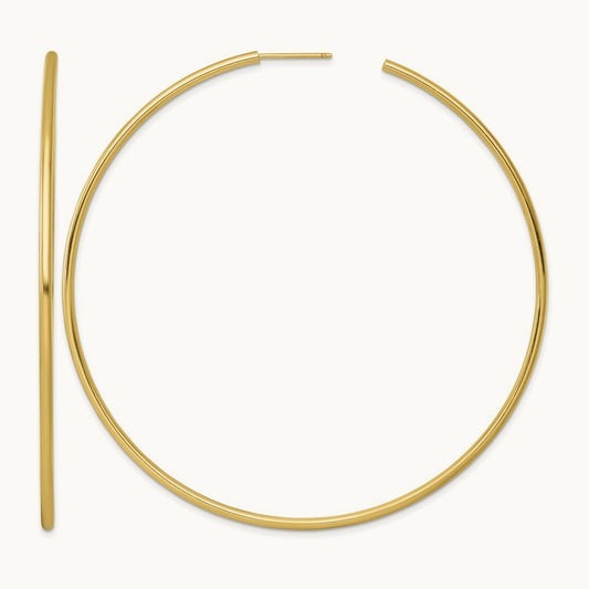 2.0 x Polished Post Hoop Earrings, 80mm, 14K