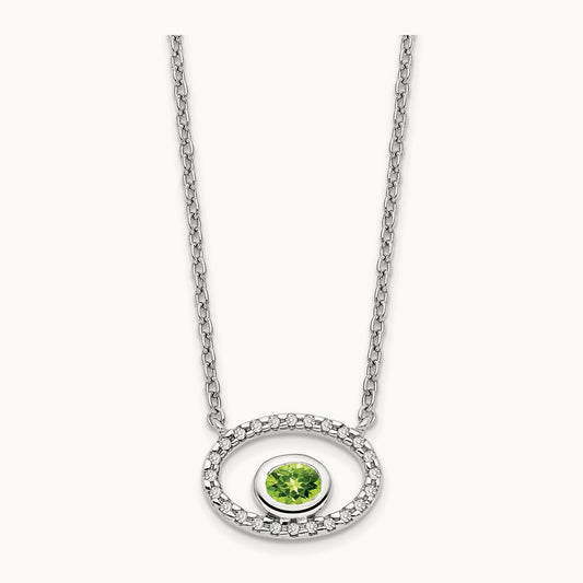 Oval Peridot and Diamond 18in. Necklace, 14K White Gold