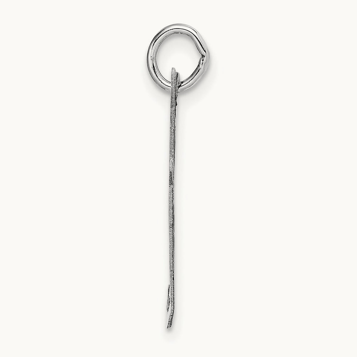 Large Fancy Script Initial Charm — 14K White Gold, F