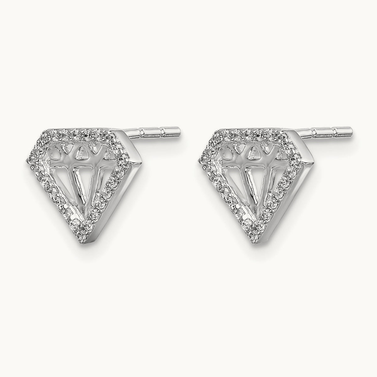 Diamond Gemstone-Shaped Earrings, 14K White Gold