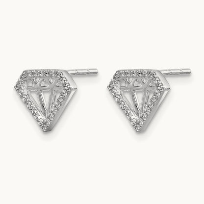 Diamond Gemstone-Shaped Earrings, 14K White Gold