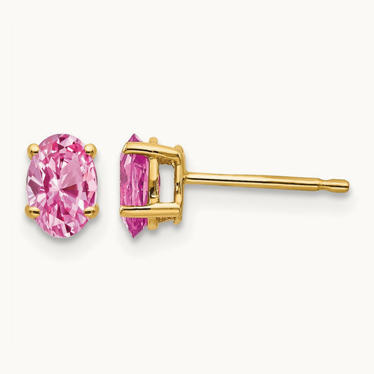 Sapphire Post Earrings, 14K Pink