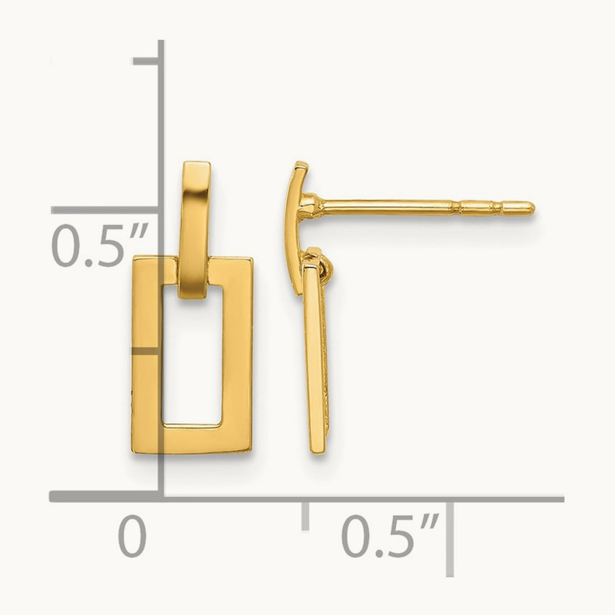 Polished Rectangle Post Dangle Earrings, 14K