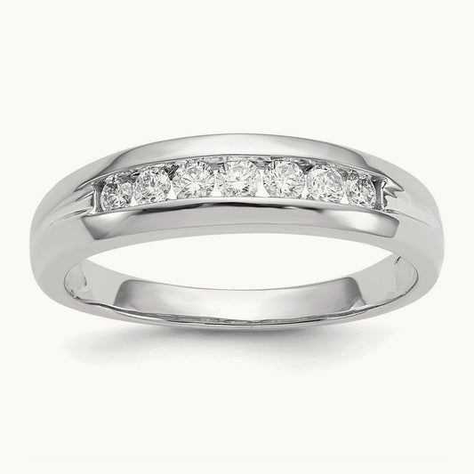 Diamond Men's Channel Ring — 14K White Gold