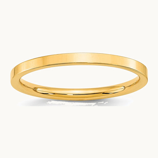 10K Yellow Gold 2mm Standard Weight Flat Comfort Fit Wedding Band