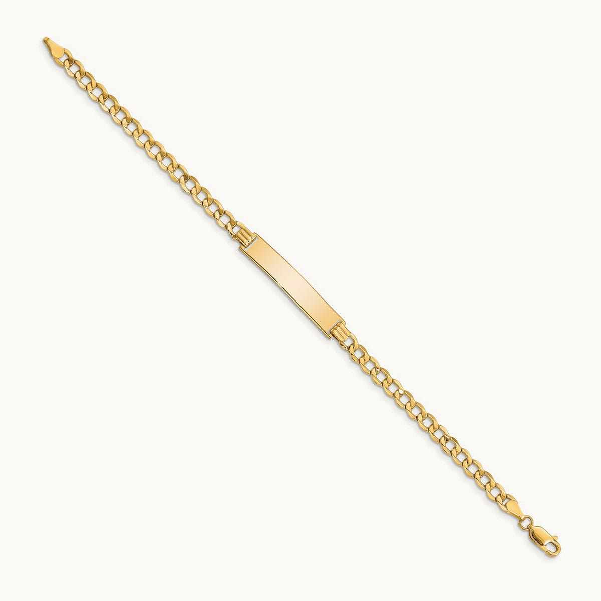 Semi-solid Curb Link 6.75in Id Bracelet, 14K