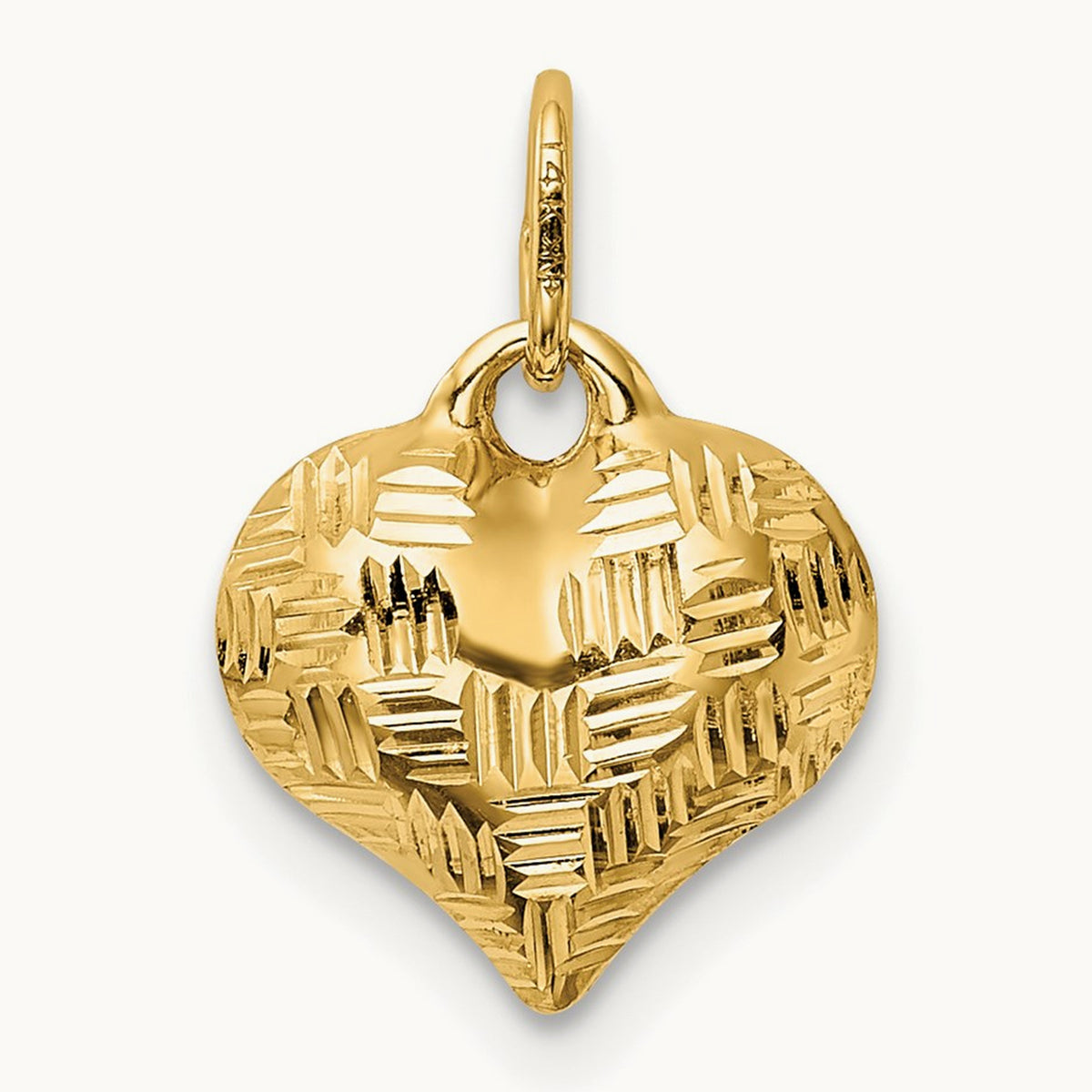 Polished Basket Weave Pattern 3-D Heart Pendant — 11mm