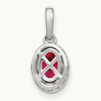 Oval Ruby and Diamond Pendant, 14K White Gold