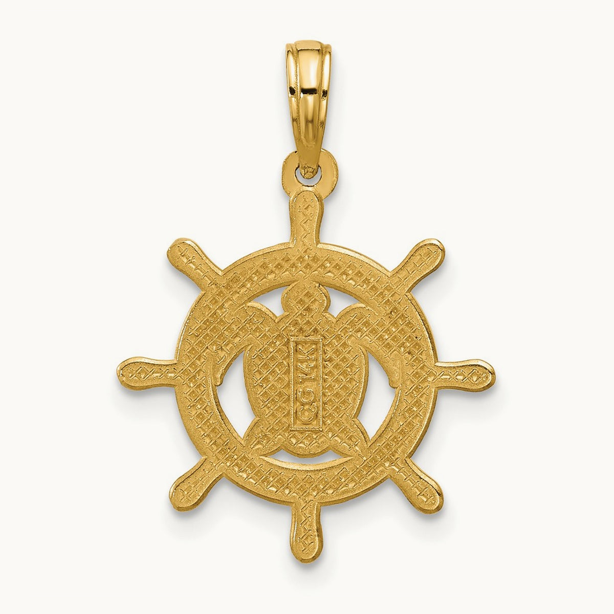 Polished Turtle Helm Pendant, 14K
