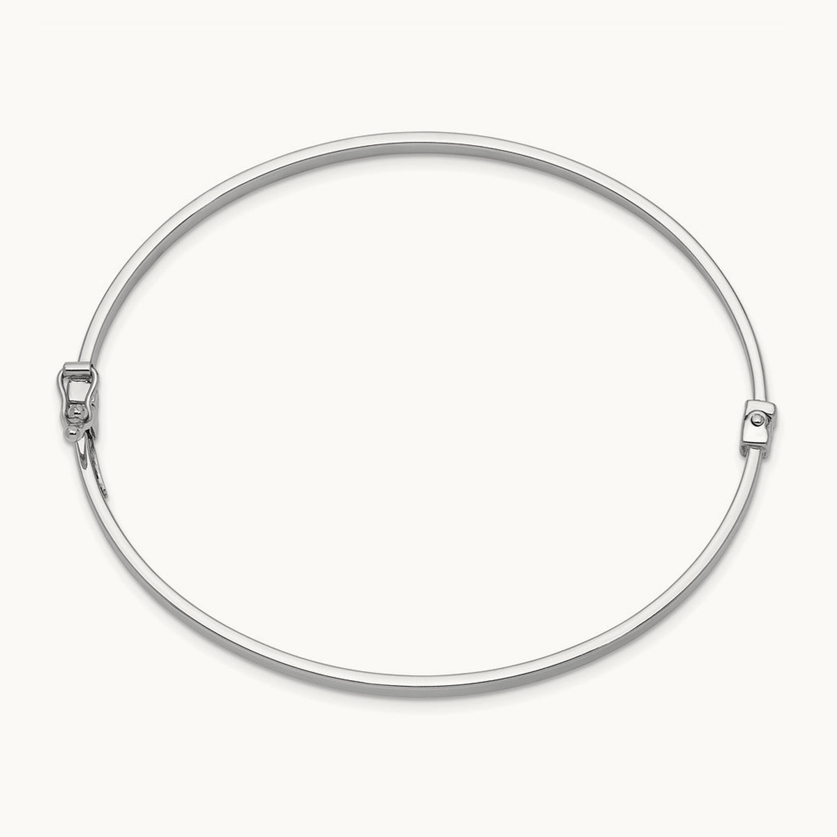 Polished Hinged Bangle Bracelet — 14K White Gold