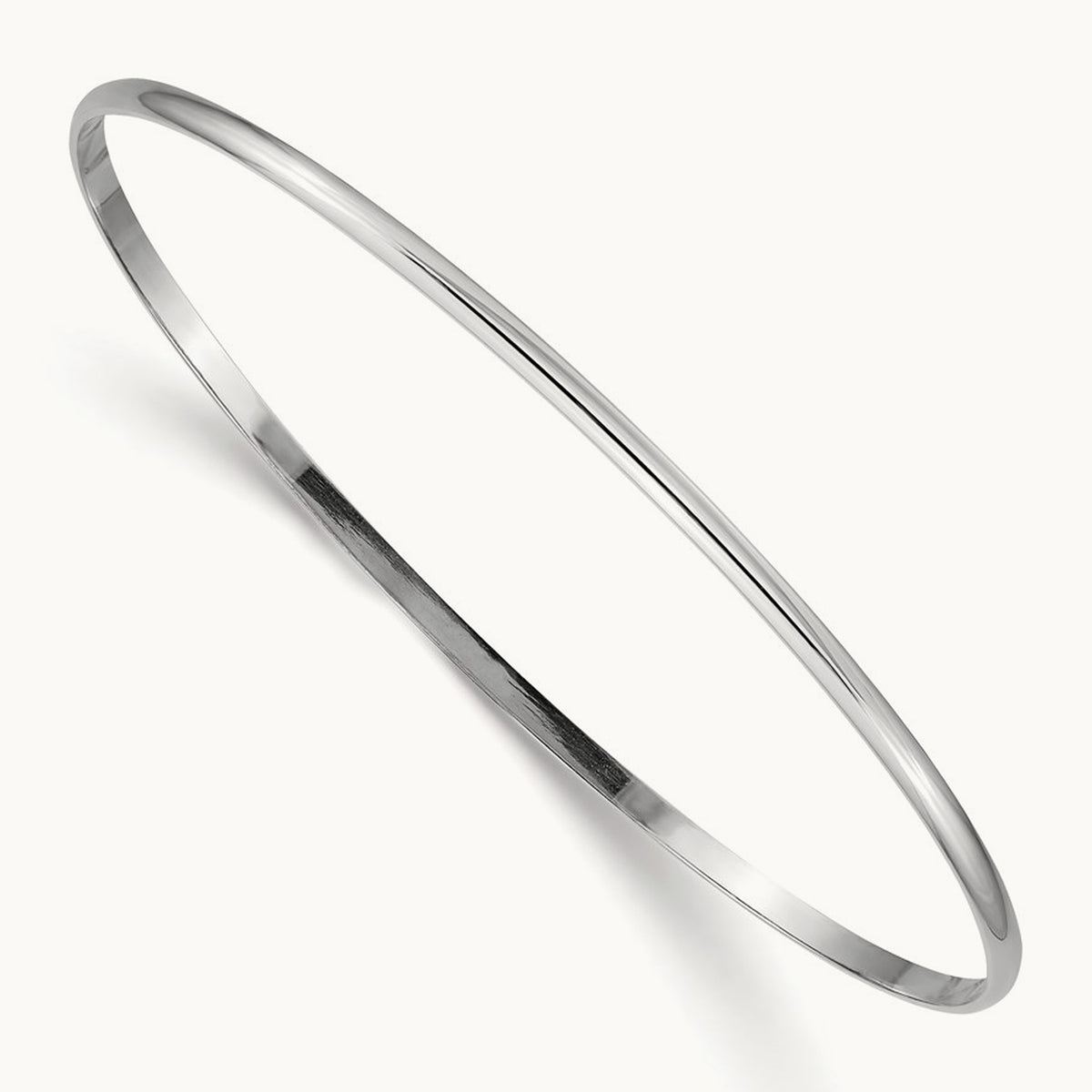 Solid Polished Half-Round Slip-On Bangle — 14K White Gold, 2mm