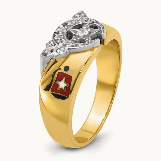 14ktt IBGoodman Men's Enamel and Diamond Masonic Shriner's Ring