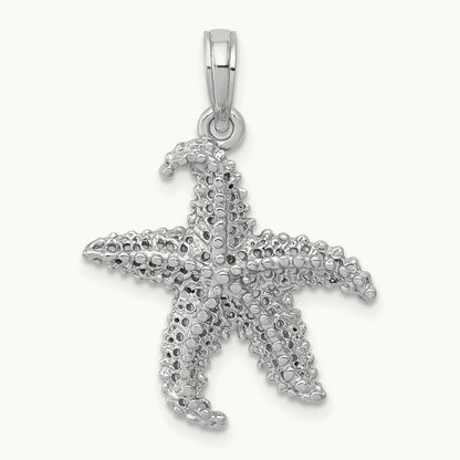 Polished Open-Backed Starfish Pendant — 14K White Gold